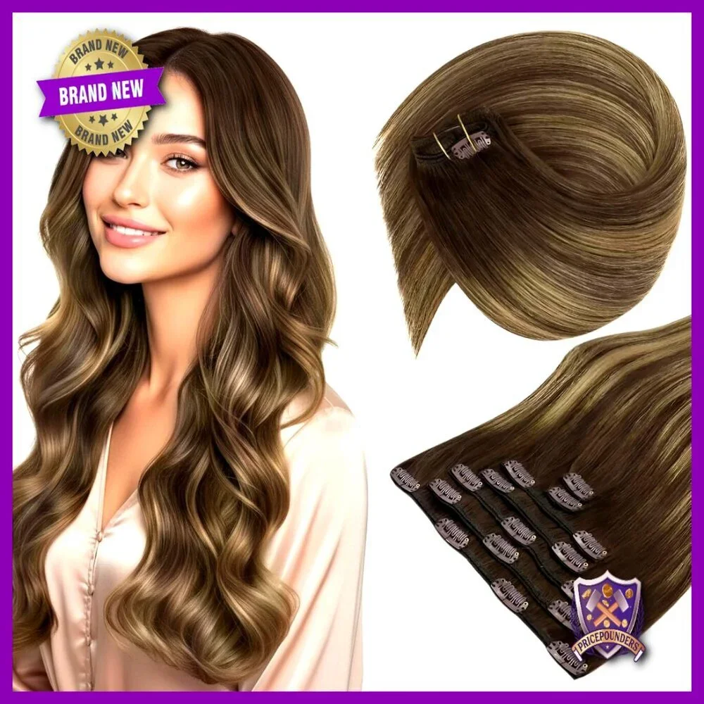 20 Inch Clip In Human Hair Extensions 120g Heat Friendly Remy Hair